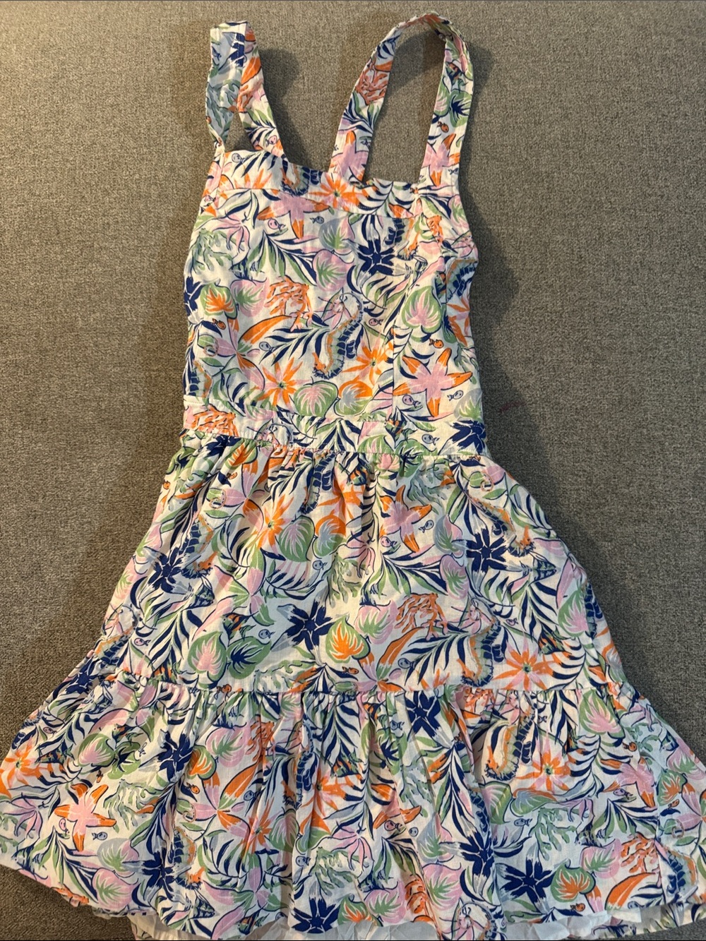 Polo by Ralph Lauren Floral Tiered Sundress in Navy, Orange, Pink & Green